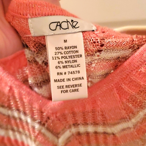 Cache light weight metallic knit tunic sweater - Picture 3 of 3